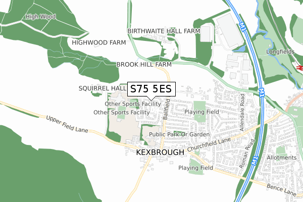 S75 5ES map - small scale - OS Open Zoomstack (Ordnance Survey)