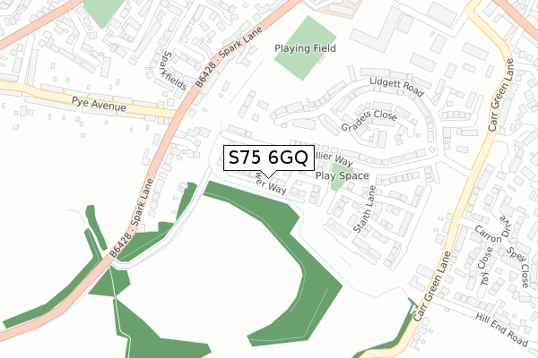 S75 6GQ map - large scale - OS Open Zoomstack (Ordnance Survey)