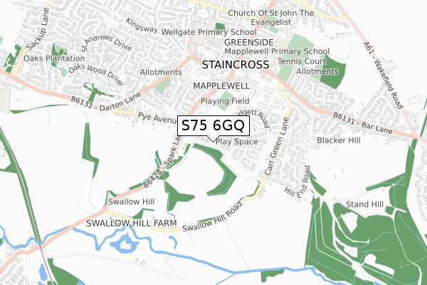 S75 6GQ map - small scale - OS Open Zoomstack (Ordnance Survey)