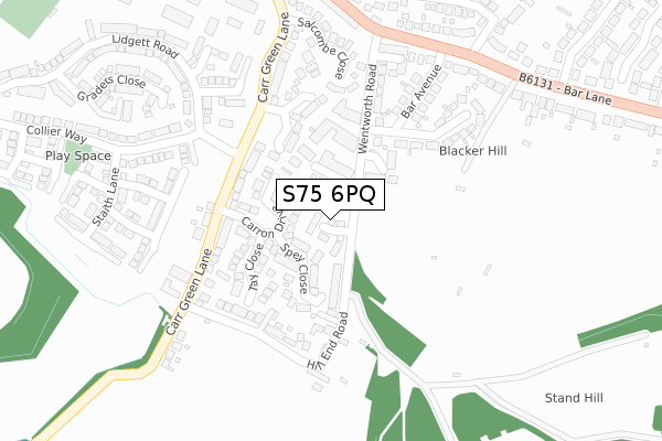 S75 6PQ map - large scale - OS Open Zoomstack (Ordnance Survey)