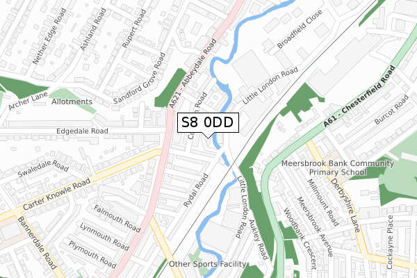 S8 0DD map - large scale - OS Open Zoomstack (Ordnance Survey)