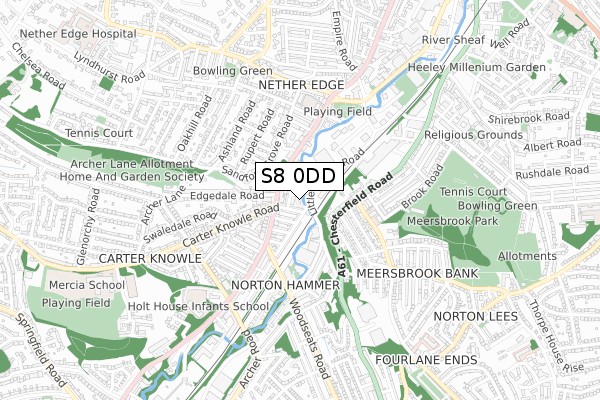 S8 0DD map - small scale - OS Open Zoomstack (Ordnance Survey)