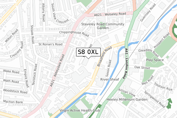 S8 0XL map - large scale - OS Open Zoomstack (Ordnance Survey)