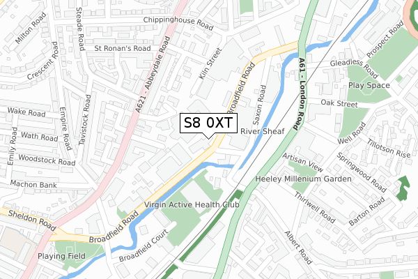 S8 0XT map - large scale - OS Open Zoomstack (Ordnance Survey)