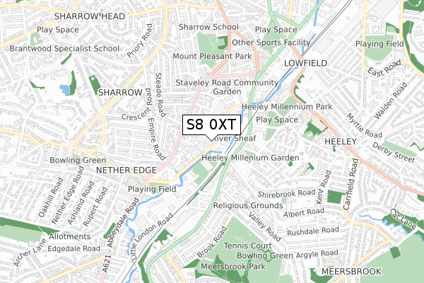 S8 0XT map - small scale - OS Open Zoomstack (Ordnance Survey)