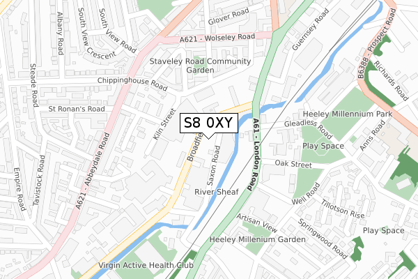 S8 0XY map - large scale - OS Open Zoomstack (Ordnance Survey)