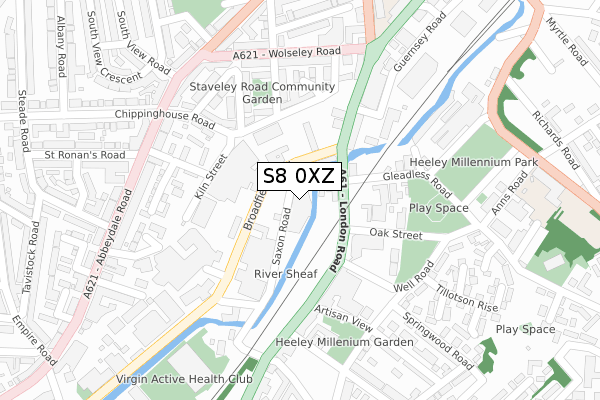 S8 0XZ map - large scale - OS Open Zoomstack (Ordnance Survey)