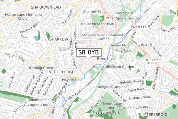 S8 0YB map - small scale - OS Open Zoomstack (Ordnance Survey)