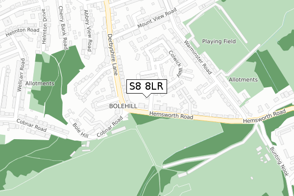 S8 8LR map - large scale - OS Open Zoomstack (Ordnance Survey)