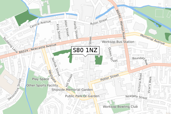 S80 1NZ map - large scale - OS Open Zoomstack (Ordnance Survey)