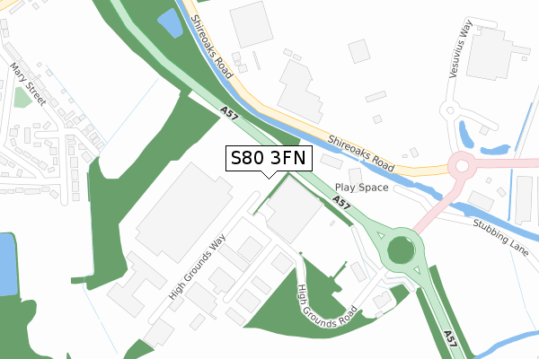 S80 3FN map - large scale - OS Open Zoomstack (Ordnance Survey)