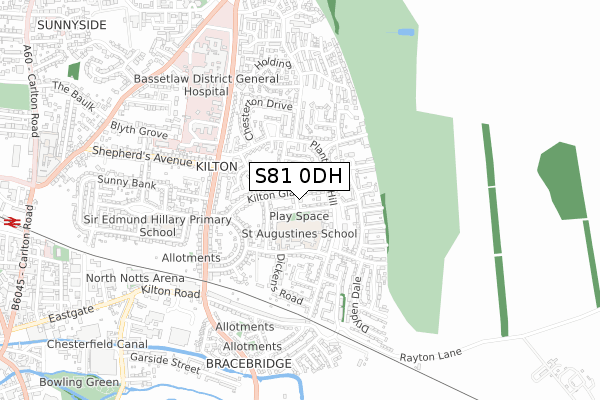 S81 0DH map - small scale - OS Open Zoomstack (Ordnance Survey)