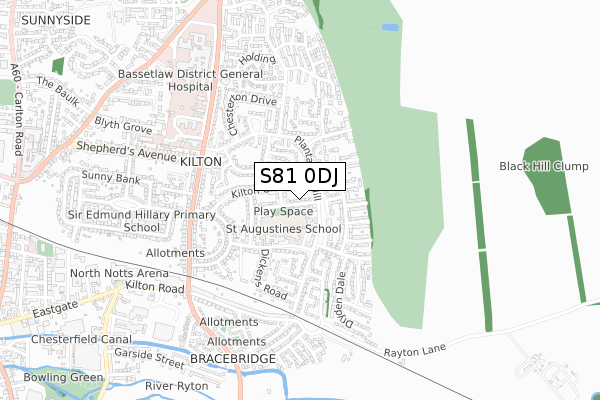 S81 0DJ map - small scale - OS Open Zoomstack (Ordnance Survey)