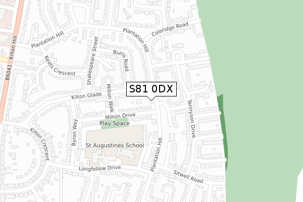 S81 0DX map - large scale - OS Open Zoomstack (Ordnance Survey)