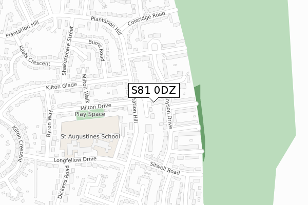 S81 0DZ map - large scale - OS Open Zoomstack (Ordnance Survey)