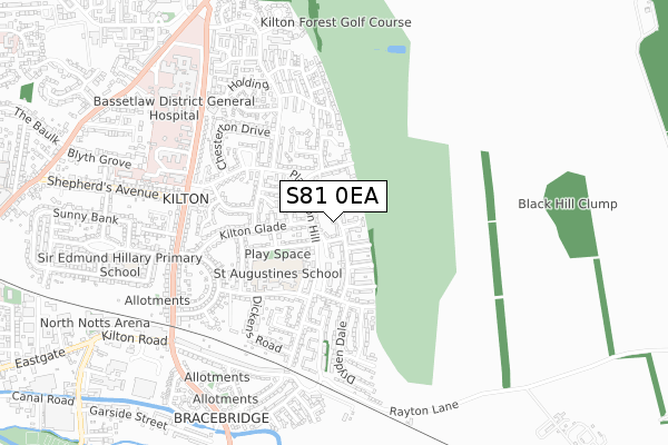 S81 0EA map - small scale - OS Open Zoomstack (Ordnance Survey)