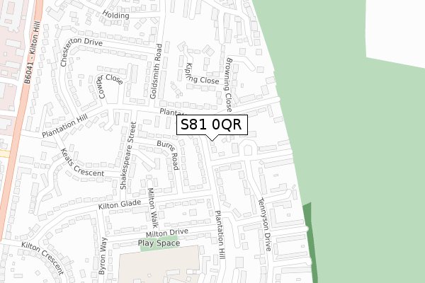 S81 0QR map - large scale - OS Open Zoomstack (Ordnance Survey)