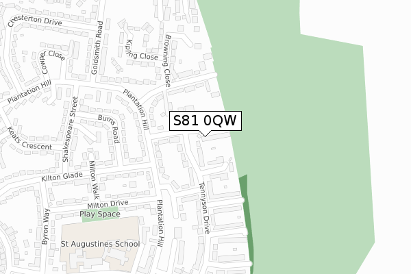 S81 0QW map - large scale - OS Open Zoomstack (Ordnance Survey)