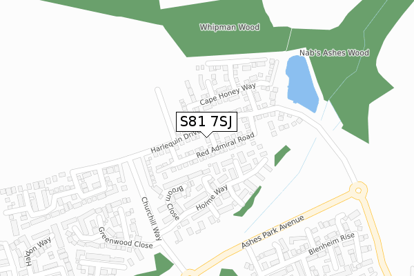 S81 7SJ map - large scale - OS Open Zoomstack (Ordnance Survey)