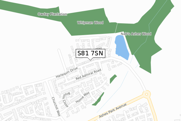 S81 7SN map - large scale - OS Open Zoomstack (Ordnance Survey)