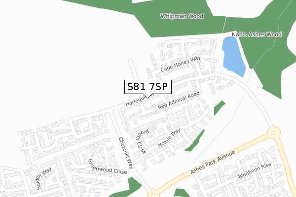 S81 7SP map - large scale - OS Open Zoomstack (Ordnance Survey)