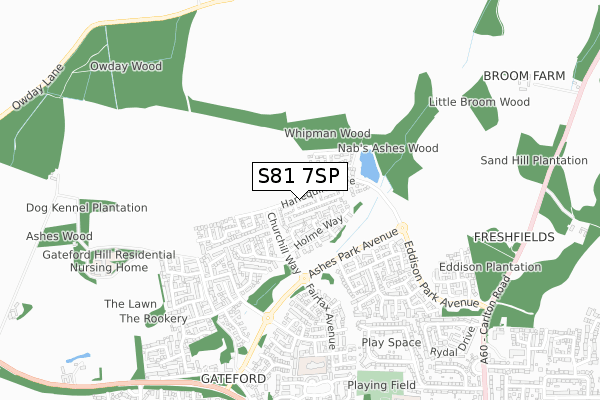 S81 7SP map - small scale - OS Open Zoomstack (Ordnance Survey)