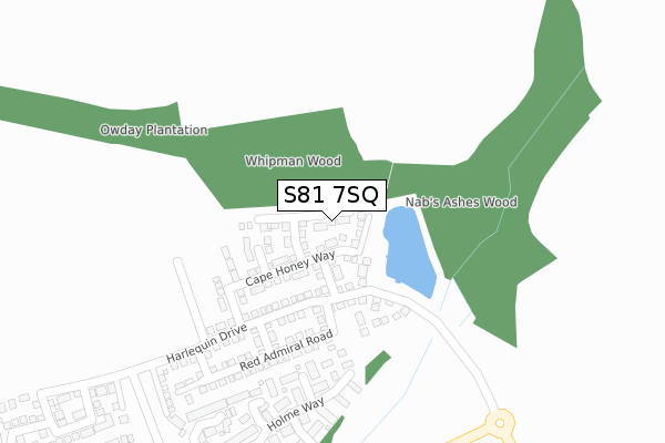 S81 7SQ map - large scale - OS Open Zoomstack (Ordnance Survey)