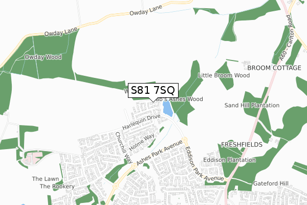 S81 7SQ map - small scale - OS Open Zoomstack (Ordnance Survey)