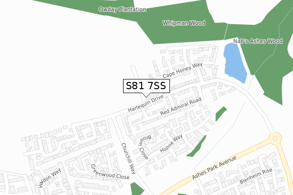 S81 7SS map - large scale - OS Open Zoomstack (Ordnance Survey)