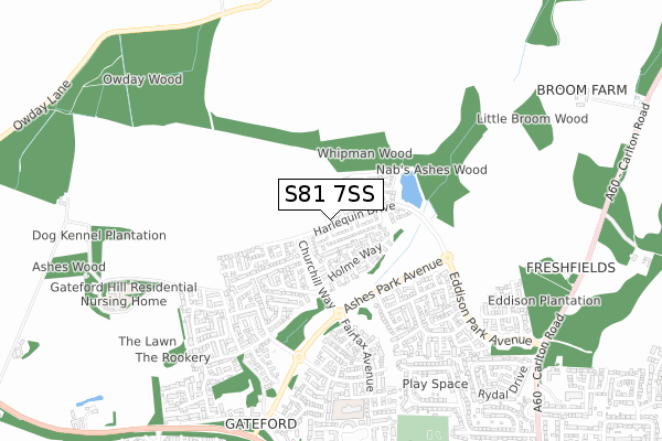 S81 7SS map - small scale - OS Open Zoomstack (Ordnance Survey)