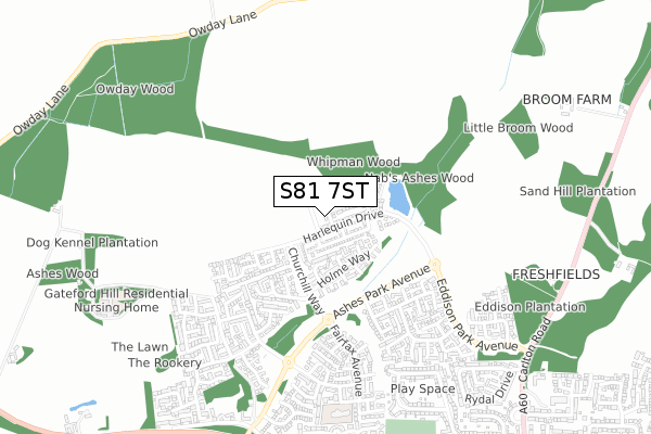 S81 7ST map - small scale - OS Open Zoomstack (Ordnance Survey)