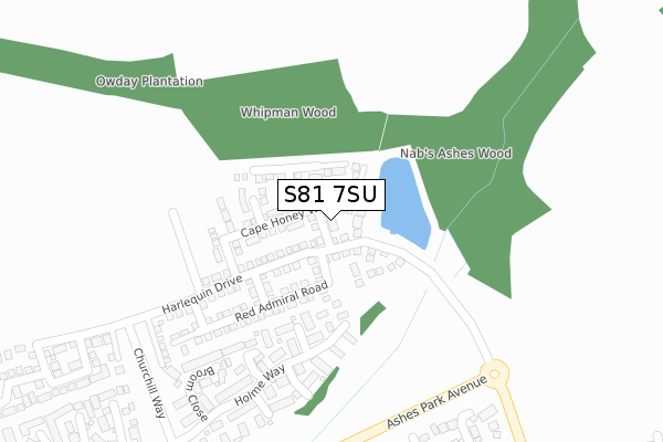 S81 7SU map - large scale - OS Open Zoomstack (Ordnance Survey)