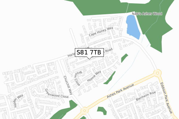 S81 7TB map - large scale - OS Open Zoomstack (Ordnance Survey)