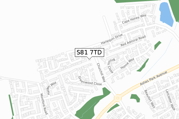 S81 7TD map - large scale - OS Open Zoomstack (Ordnance Survey)