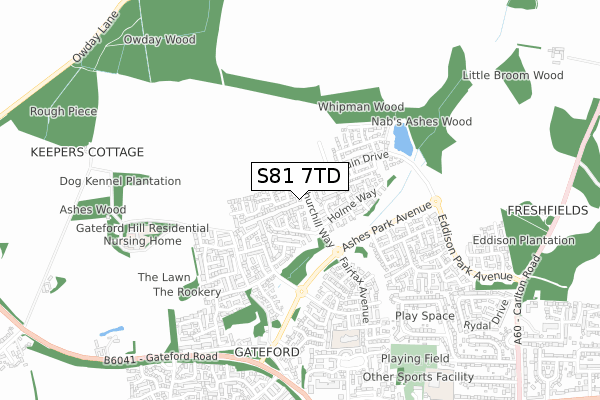 S81 7TD map - small scale - OS Open Zoomstack (Ordnance Survey)