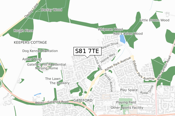 S81 7TE map - small scale - OS Open Zoomstack (Ordnance Survey)