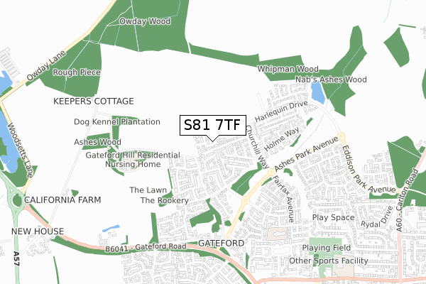 S81 7TF map - small scale - OS Open Zoomstack (Ordnance Survey)