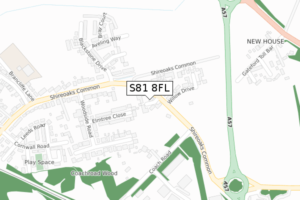 S81 8FL map - large scale - OS Open Zoomstack (Ordnance Survey)