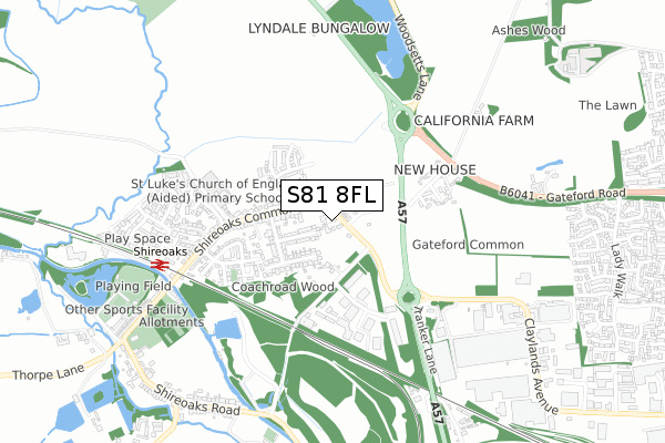 S81 8FL map - small scale - OS Open Zoomstack (Ordnance Survey)