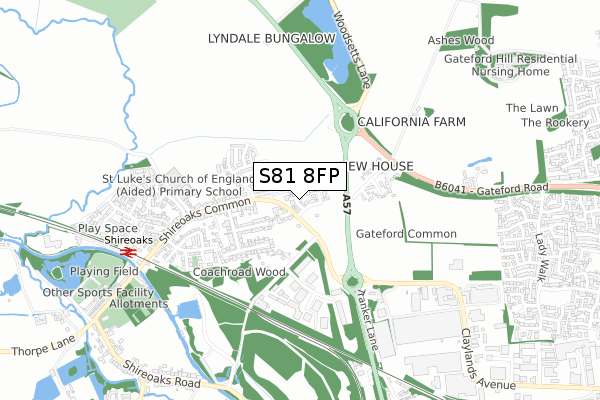 S81 8FP map - small scale - OS Open Zoomstack (Ordnance Survey)