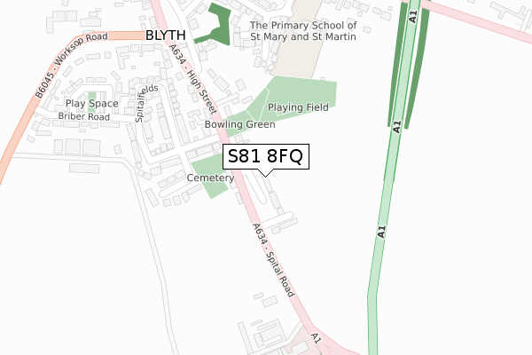 S81 8FQ map - large scale - OS Open Zoomstack (Ordnance Survey)