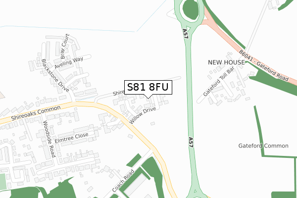 S81 8FU map - large scale - OS Open Zoomstack (Ordnance Survey)