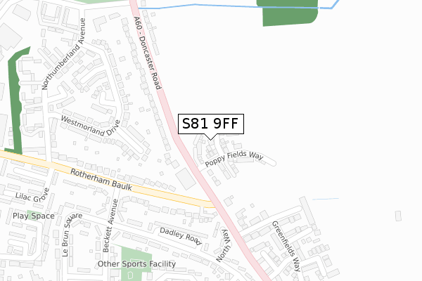 S81 9FF map - large scale - OS Open Zoomstack (Ordnance Survey)