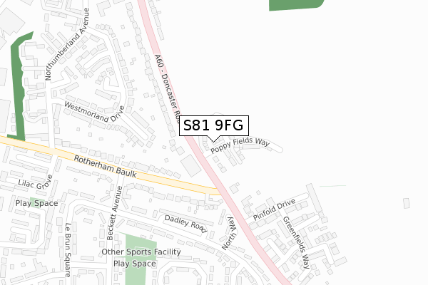 S81 9FG map - large scale - OS Open Zoomstack (Ordnance Survey)