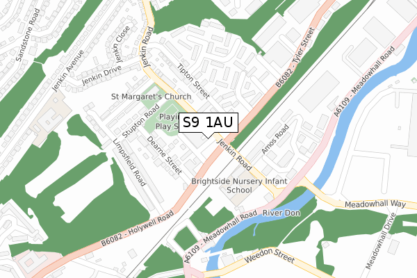 S9 1AU map - large scale - OS Open Zoomstack (Ordnance Survey)