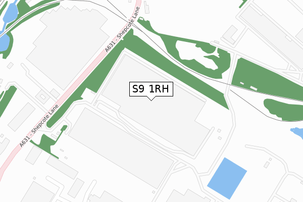 S9 1RH map - large scale - OS Open Zoomstack (Ordnance Survey)