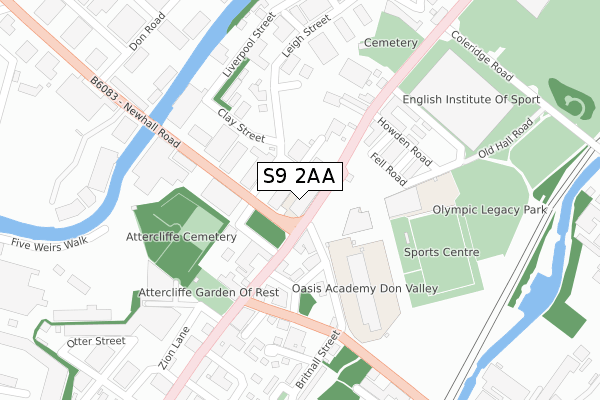 S9 2AA map - large scale - OS Open Zoomstack (Ordnance Survey)