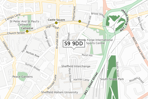 S9 9DD map - large scale - OS Open Zoomstack (Ordnance Survey)