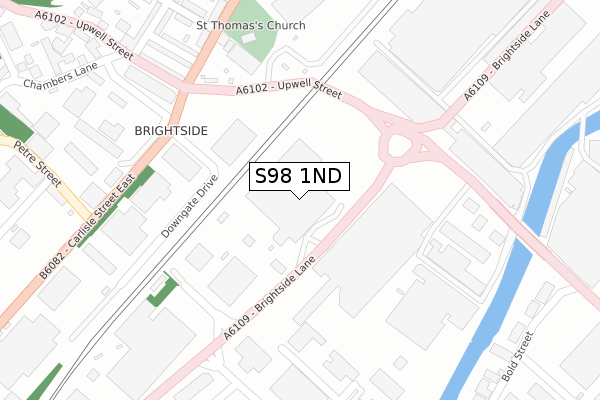 S98 1ND map - large scale - OS Open Zoomstack (Ordnance Survey)