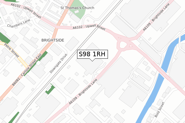 S98 1RH map - large scale - OS Open Zoomstack (Ordnance Survey)